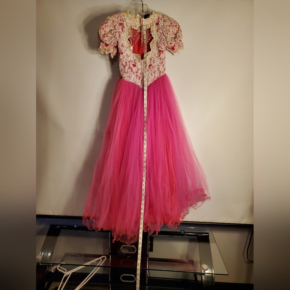 Vintage Girl Lace Rhinestone and Tulle Gown - Picture 8 of 14